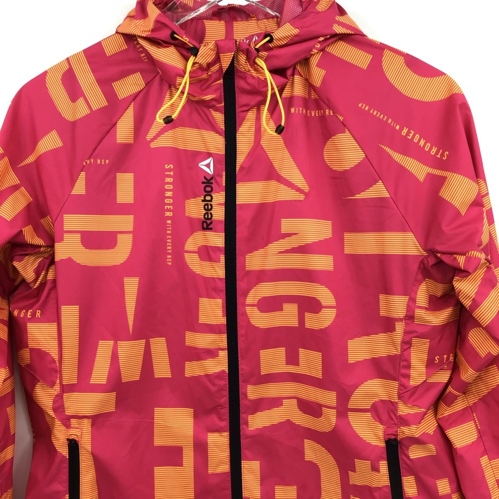 Reebok Pink Orange Windbreaker Jacket - Picture 3 of 15